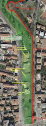 Planimetria dell'area della fossa fra porta Savonarola e bastione Impossibile
